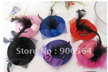 

mini hat fascinator hair accessories ladies cocktail hat millinery hats Free shipping whole sale the mixed color MSJ03 12PCS/LOT