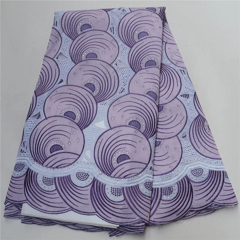 

African Swiss Voile Lace Lilac Colour Cotton Lace Fabric High Quality African Swiss Voile Lace With Stones For Party PSA137-1