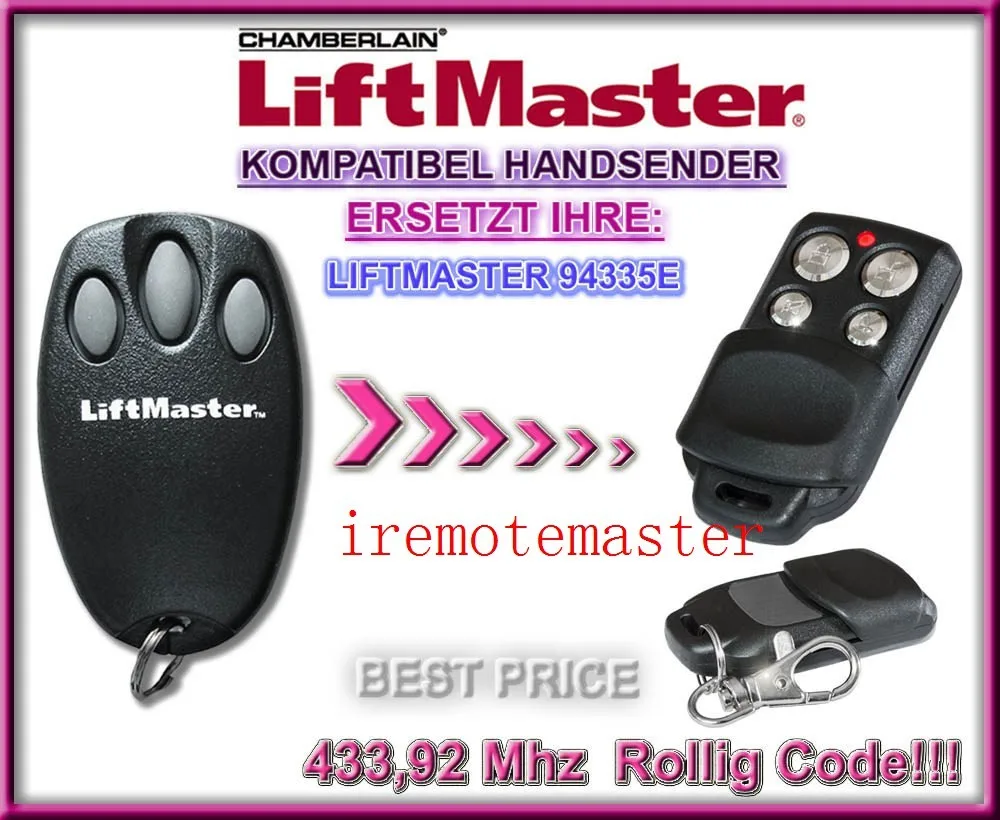 

Liftmaster 94330E,94333E,94334E,94335E-old garage door remote control replacement 433.92mhz rolling code duplicator