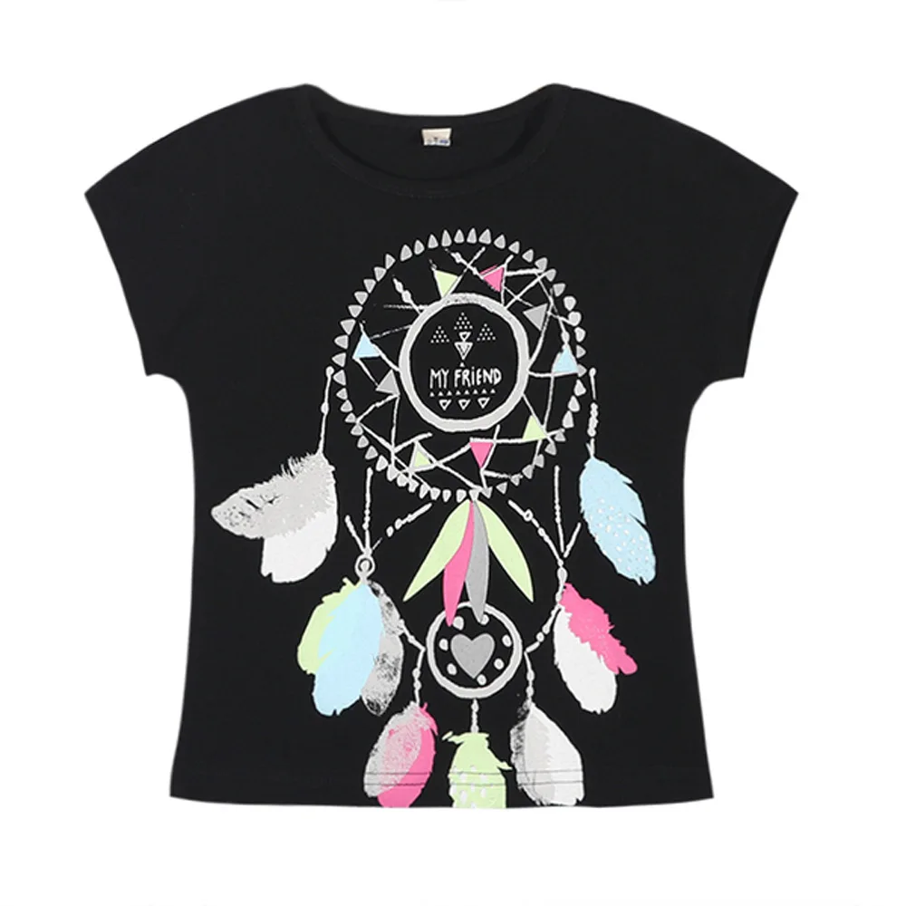 Novelty Girls Fashion T Shirts Summer Kids Casual T Shirts Cotton