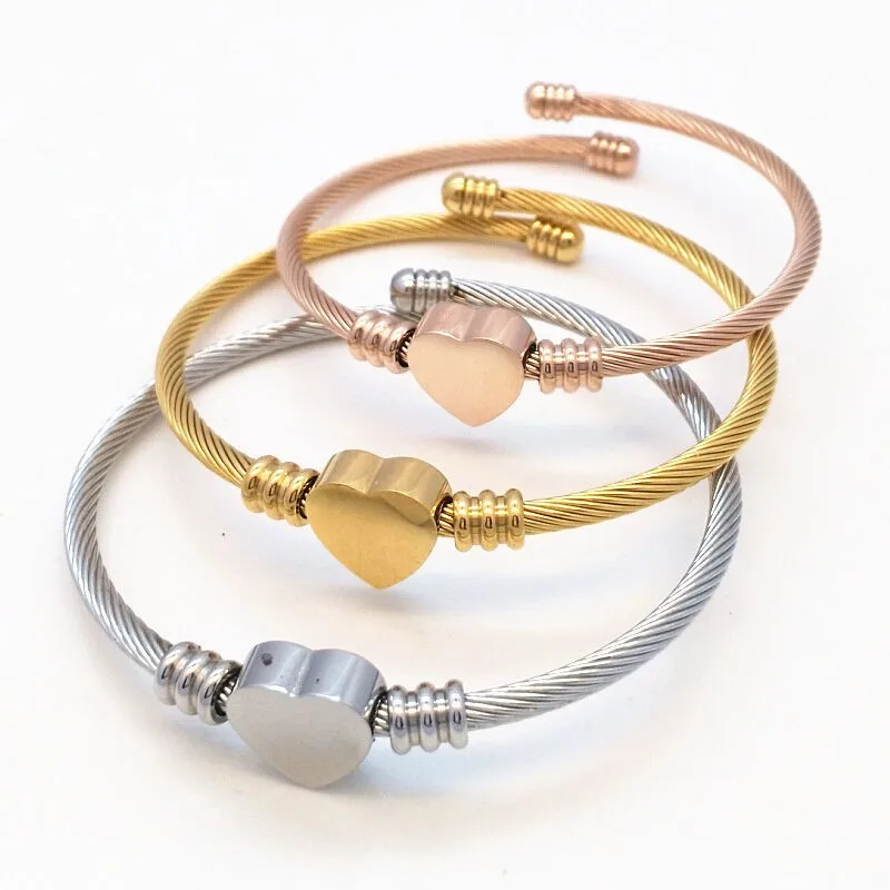 

LOOKER Luxury Famous Brand Jewelry Pulseira Stainless Steel Bracelet & Bangle Gold Color Heart Charm Bracelet Jewelry For Women