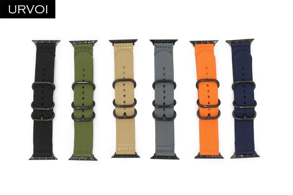 URVOI NATO band для apple watch Series 5 4 3 2 1 лямка из нейлоновой ткани для iwatch двойные кольца цвета современный дизайн с адаптерами