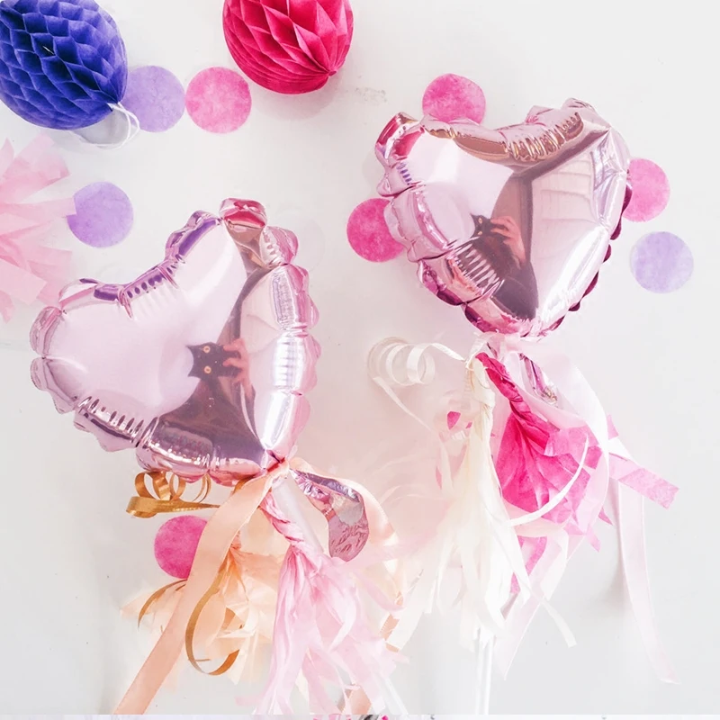 

5inch Rose Pink Love Foil Heart Helium Balloons Wedding Birthday Party Balloons Valentine's Day Globos Supplies Lover gifts