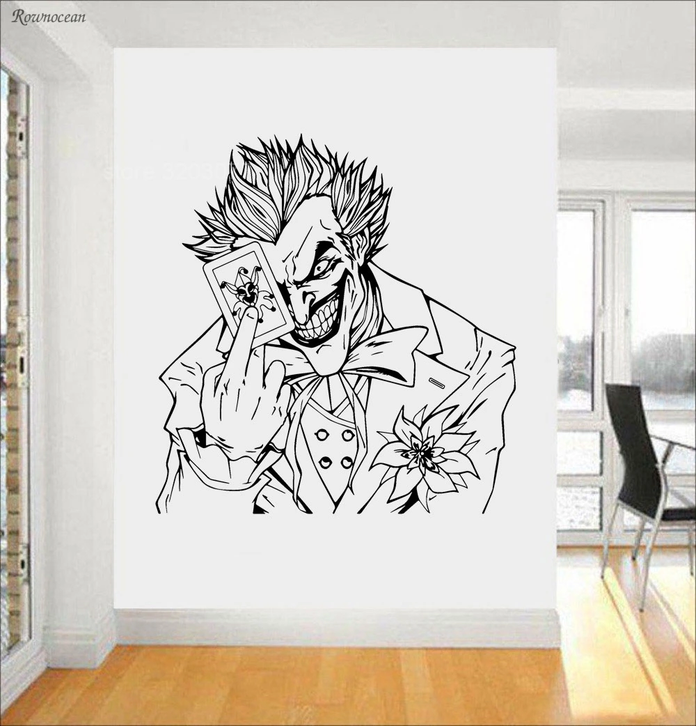 Джокер карты Бэтмен сумасшедшая улыбка игровая комната стены искусства Наклейка комнаты винил домашний декор Фреска фильм плакат съемный P311