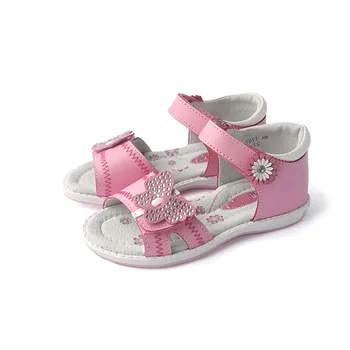 

HOT Sale 1pair Flower Genuine Leather Sandals Children girl Orthopedic shoes ,super quality Kid Girl Sandals