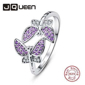 

JQUEEN Amethyst White Zircon Butterfly Rings For Women Silver Ring 925 Jewelry Pave Setting Crystal Jewelry Bijoux Femme