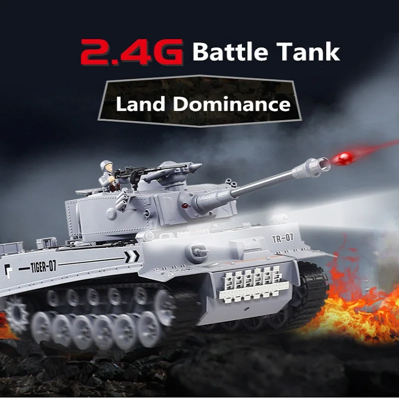 Electric Remote Control Tank 2.4G vs Model Car Smoke Large Tank Battle Simulation Army Military RC Tank 2