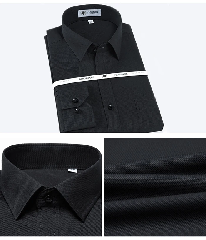Для мужчин классические длинные рукава, нашивка для рубашки нагрудный карман Стандартный-fit формальные Бизнес пуговицу Саржевые рубашки