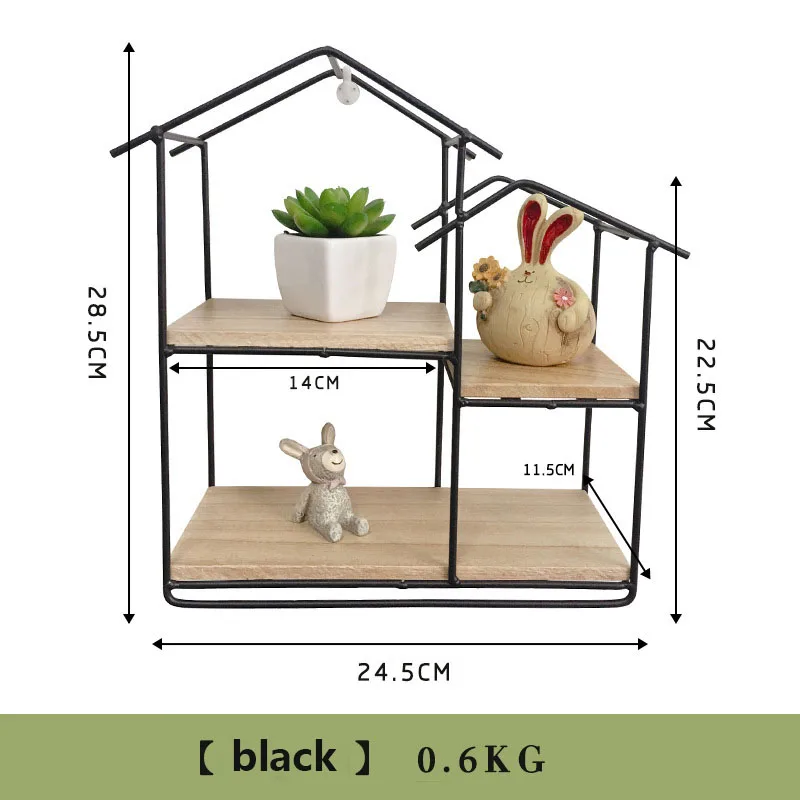 Креативная железная полка, украшение для дома, железная настенная полка, настенный ящик для хранения украшений, подарок на год, подарок на день рождения - Цвет: Черный