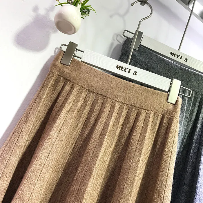 High Waist Knitting Skirt 2017 New Autumn All-match Half Mini Skirt Woman Slim Solid Colour Fashion Cotton Pleated Skirt GL1013 (5)