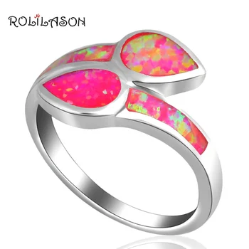 

ROLILASON Party gifts ! Cute design Purple fire Opal silver plated stamp Rings fashion jewelry USA size #6.5 #6.75 #7.75 OR430