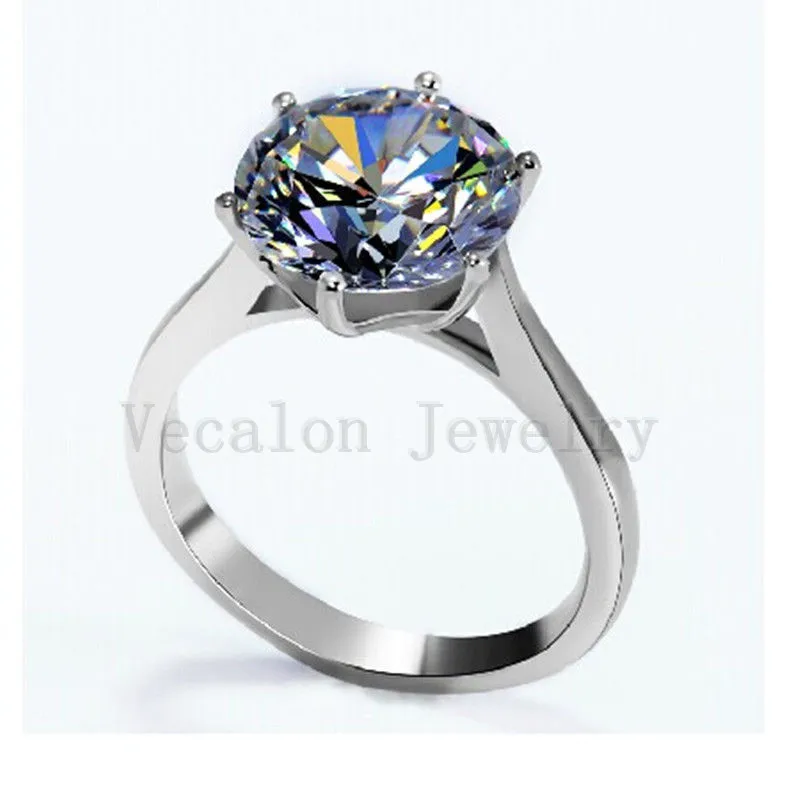Vecalon 2016 Brand Female Solitaire ring 4ct AAAAA Zircon cz 925 Sterling Silver Engagement wedding Band ring for women
