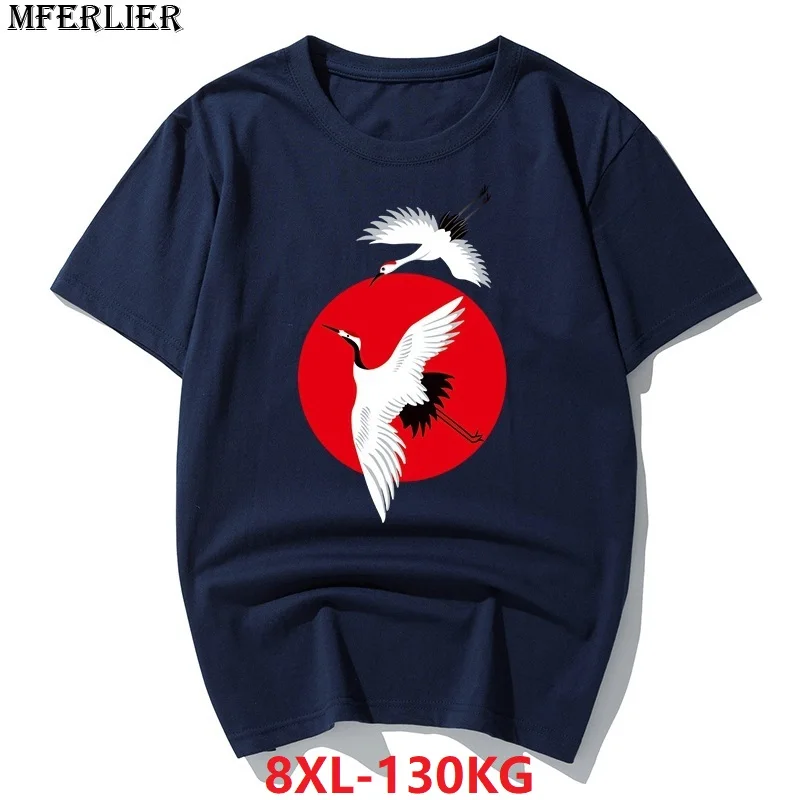 

MFERLIER summer 2018 5XL tshirt men japan style plus size big t-Shirt with cotton 6XL 7XL 8XL loose t-shirts short sleeve blue
