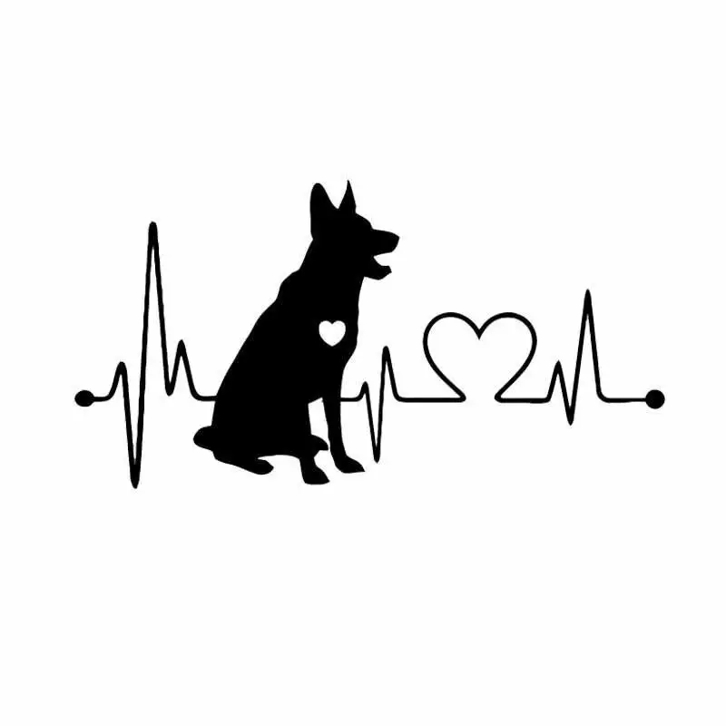 Fashion German Shepherd Cute Cartoon Animal Pet Cat Car Music Notes Heartbeat Lifeline Vinyl Car Sticker Window Body Funny Decal