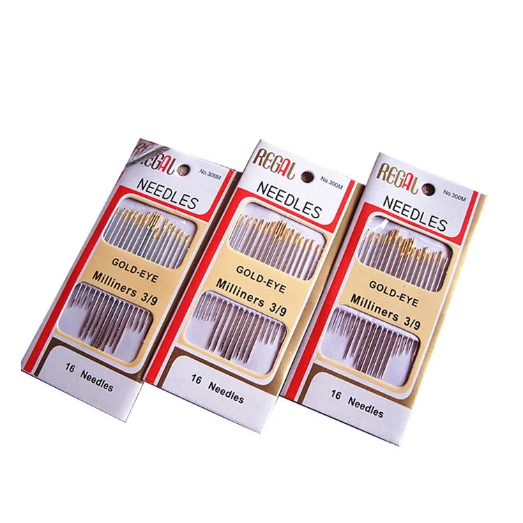 

New Arrival 16PCS/Bag Tail Gold Plated Stainless Steel Hand Sewing Needles Paper Box Package Home DIY Sewing Combination Gift