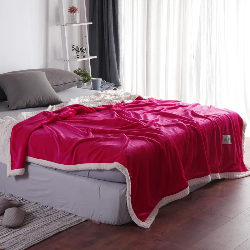 

Bright Red Solid Color Velvet Plush Solid Color Blanket Throw Super Soft Fleece Flannel Bed Cover Bedspread Bedding Adult Soft