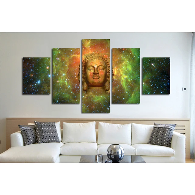 5 panels canvas hd prints buddha head portrait buddha canvas wall