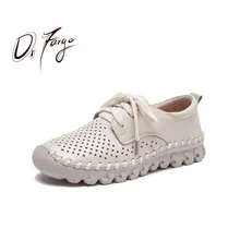 DRFARGO/весенне-летняя обувь; женская обувь из натуральной кожи на плоской подошве с вырезами; дышащая мягкая обувь на шнуровке; Femme Chaussure; Размеры 35-40