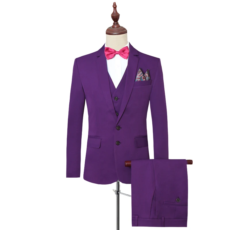 2018 New Formal Business Suits for Men 3 Pieces(Jacket+Vest+Pants ) Tuxedos Slim Fit Suit Men Wedding Party Suit Traje de hombre