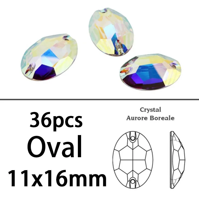 Смешанные размеры формы смешивания Швейные кристаллы AB Пришивные бусины Flatback Стразы модные Кристаллы пришивные камни для свадебного платья - Цвет: 3210 11x16mm 36pcs
