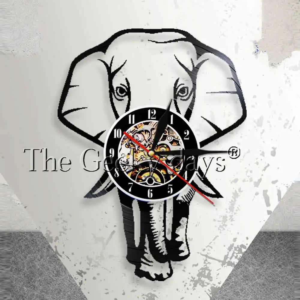 Safari Animal Elephant Wall Art Wall Clock African Wildlife Animal Elephant Nursery Wall Decor
