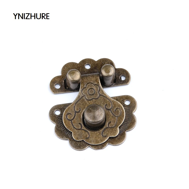 

2018 Rushed Promotion Jewelry Box Latches 20pcs 36 * 40mm Antique Padlock Hasp Lock Box Clasp Buckle Metal Flower Latch Retro