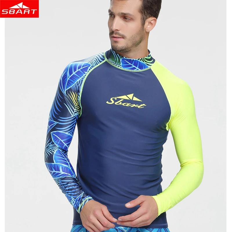 Sbart Men Long Sleeved Rashguard Surf Swimwear Prevent Jellyfish Quick