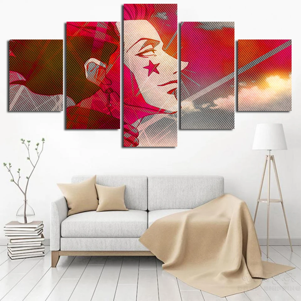 

Home Wall Picture For Living Room Pop Canvas Art 5 Pieces Hunter x Hunter Hisoka Painting Print Animation Poster Decor Framework