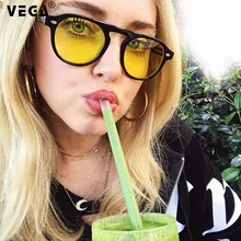 VEGA Eyewear овальные винтажные желтые Солнцезащитные очки женские/мужские ретро желтые очки модные тонированные солнцезащитные очки для женщин 339