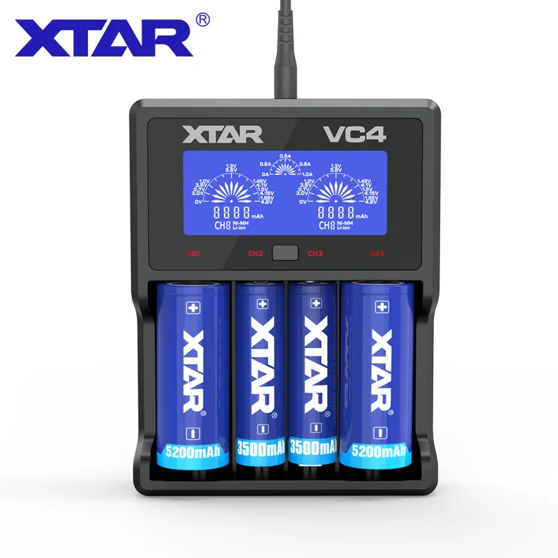 Новейшее зарядное устройство XTAR VC4S QC3.0 Быстрая зарядка 3,7 V 1,2 V AA AAA Micro USB зарядное устройство 18650 зарядное устройство VS XTAR VC4 зарядное устройство