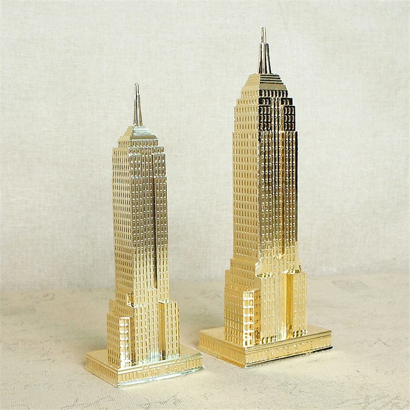 18cm/22cm Bronze Gold Empire State Building Model Statue Metal Plating Souvenirs Office Ornaments Gift New York Architecture