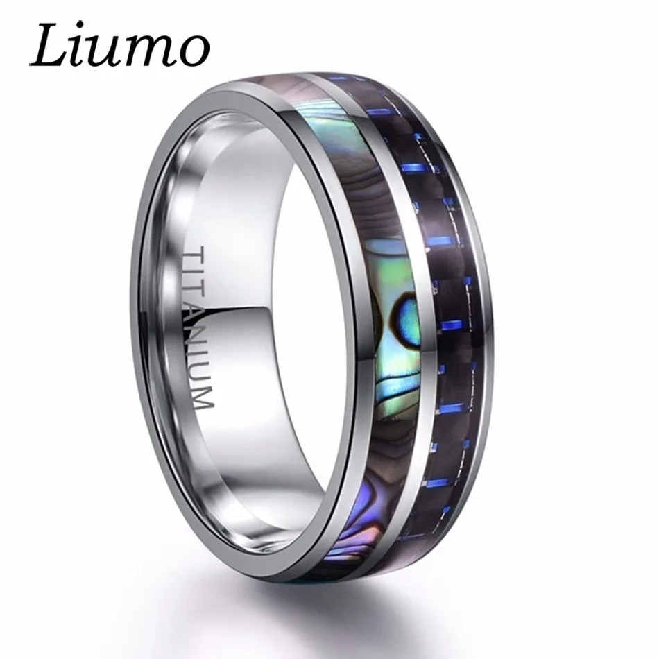 

Liumo Trendy Blue Carbon Fiber Shell Pattern Man 316L Stainless Steel Biker Ring Lr1037