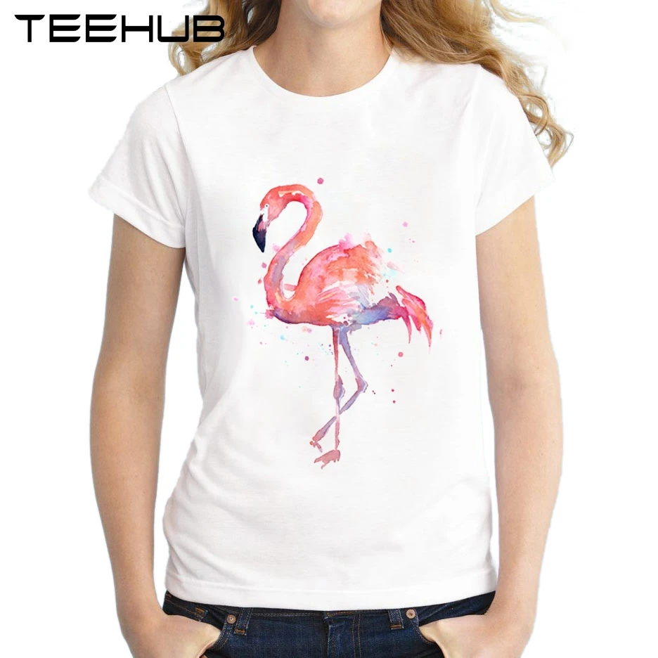 Pink Flamingo Women T-Shirt 2018 Summer Short Sleeve Lady Tops Art Printed T Shirt Casual Tee Shirts | Женская одежда