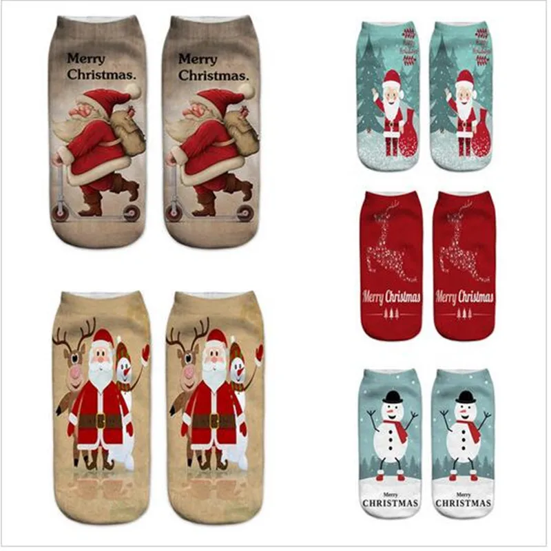 

New Women 3D Christmas Socks Unisex Cartoon Elk Snowman Santa Socks Women Low Cut Ankle Christmas Socks Calcetines Mujer