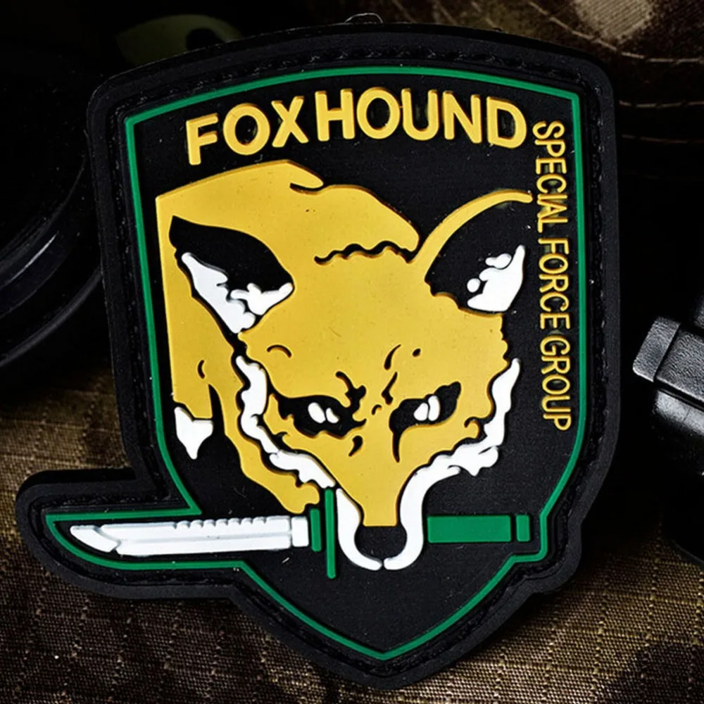 Металлическая Экипировка, одноцветная эмблема Foxhound, нашивка Fox Hound, форма, нашивка, значок Militaria Fox Hound, специальная группа, нашивки