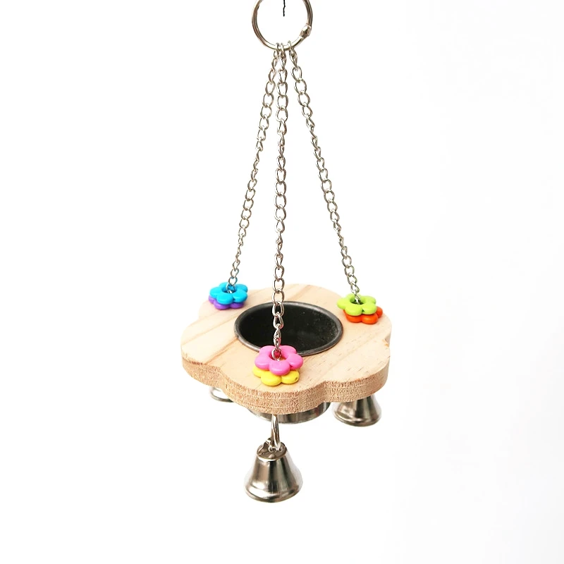 Colorful Parrot Toys Hanging Food Box Pet Bird Feeding Bowl Cage Toy for Parrots Birds Hammock Bell Holder Home Decor
