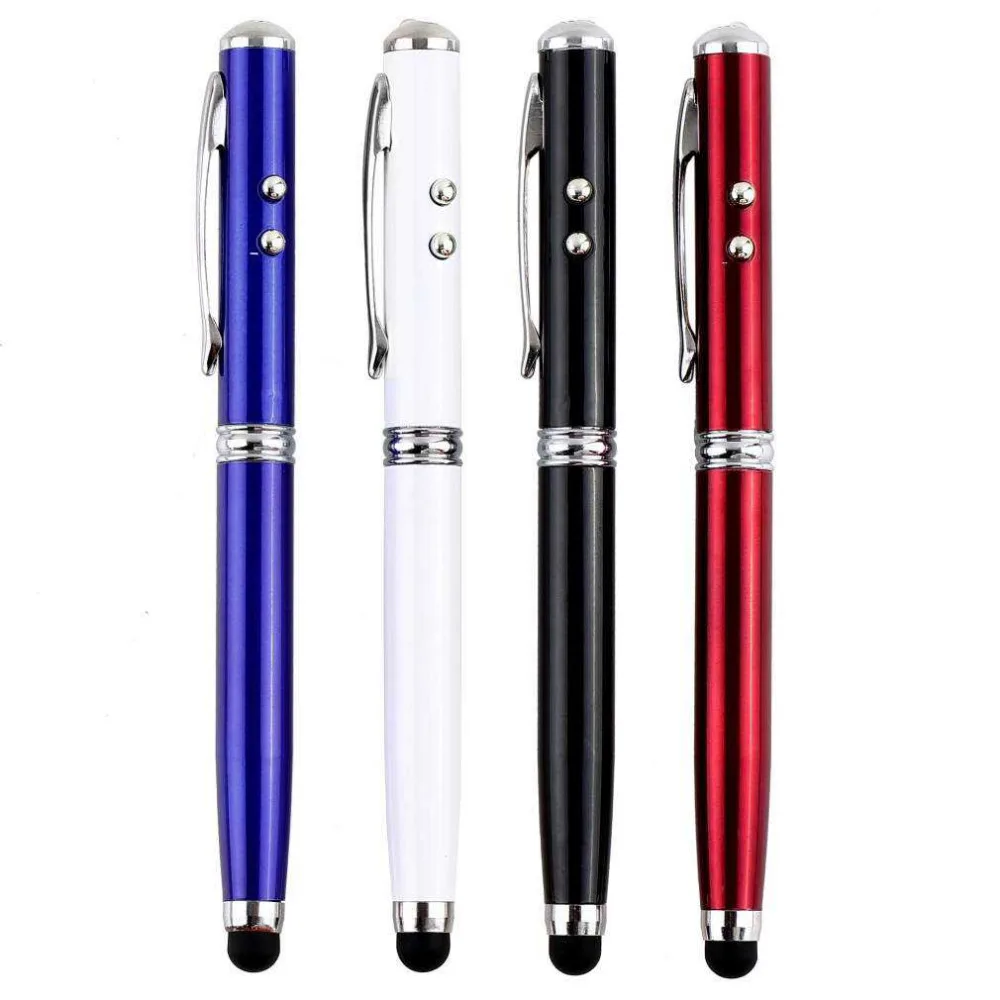 

New Compatible 4in1 LED Laser Pointer Torch Touch Screen Stylus Ballpoint Pen for iPhone for Ipad for Samsung