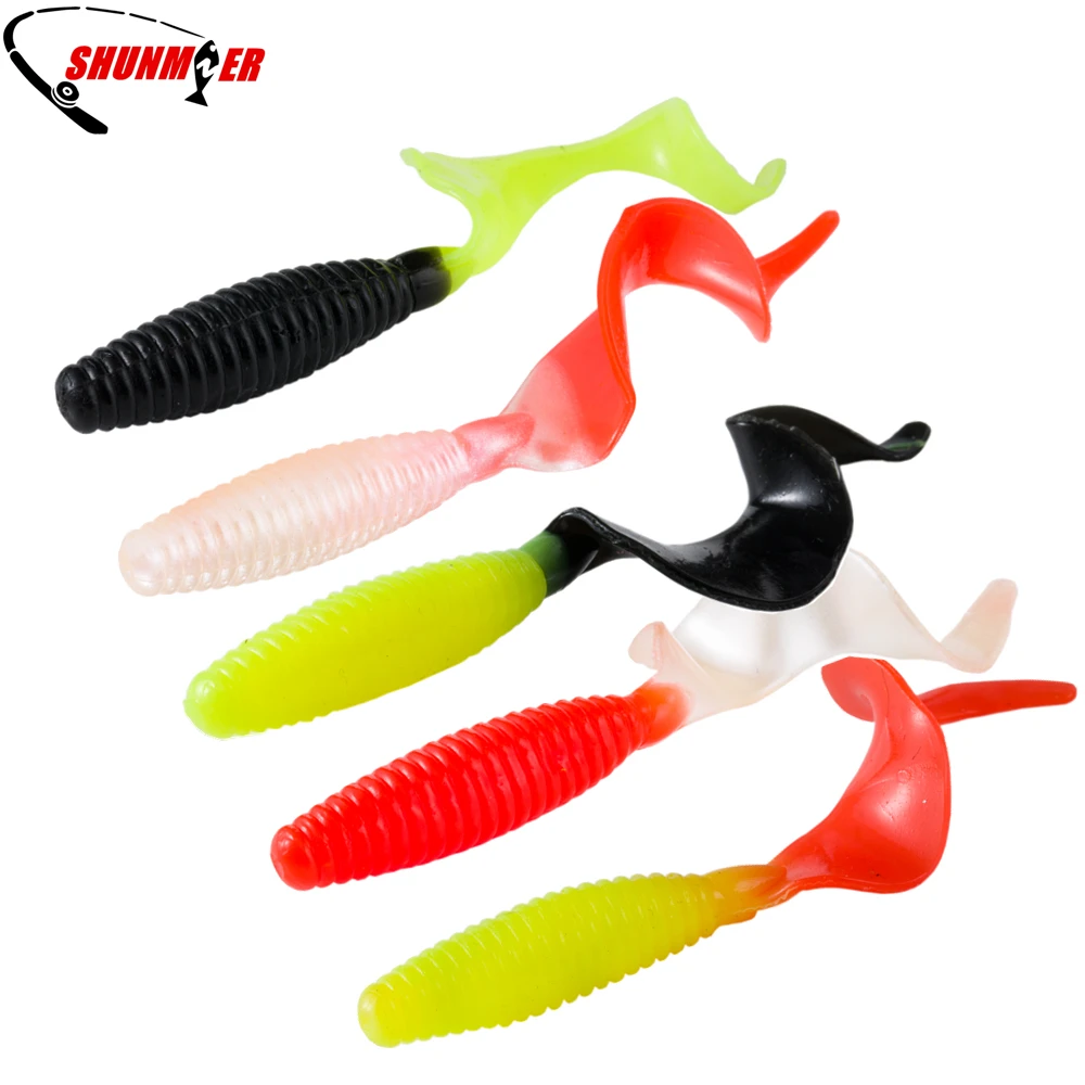 

SUNMILE Fishing Soft Lure 15pcs 55mm 1g Worm Lures Silicone Bait Ice Carp Fishing Lure leurre souple shad Pesca Peche Wobber