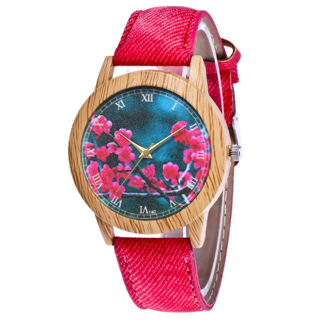 

Top Brand Fashion Women Watches Ladies Casual Leather Flowers Dial Wood Quartz Watch Female Clock Men Sport Wristwatch 533