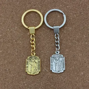 

30mm Keychain o mi Jesus misericordia Medal Religious Key Ring Travel Protection 18.8mm Pendant 2 colors available 20pcs/lots