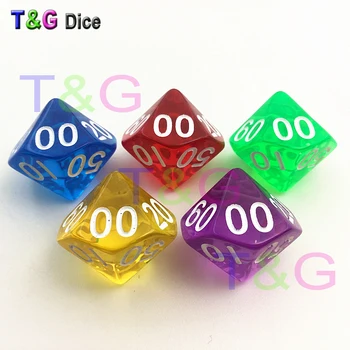 

5pcs/set T&G 5 Differents Color D10% Dice Set with Marble effect,number 00-90 Kids Dice