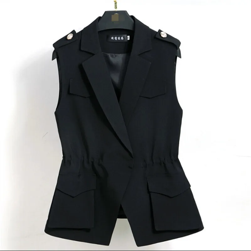 

Women Casual Vest Slim Fit Summer Sleeveless Jackets And Coat Women Black Vest Colete Feminine Vest Women A3136