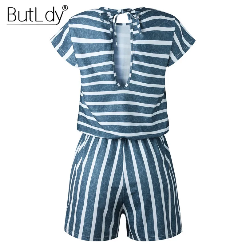 Striped Loose Playsuits Bodysuit Rompers Women Summer 2019 Casual Beach Jumpsuit Shorts Short Sleeve Elegant Overalls For Women Striped Loose Playsuits Bodysuit Rompers Women Summer 2019 Casual Beach Jumpsuit Shorts Short Sleeve Elegant Overalls For Women