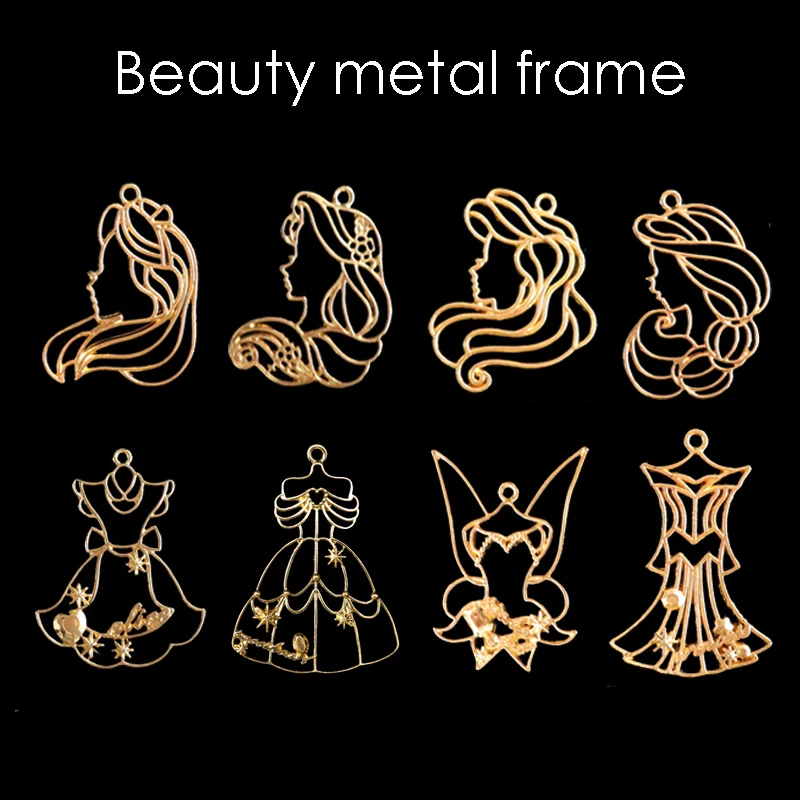 

QIAOQIAODIY Metal Frame Open Bezel Setting Blank Pendant for UV Resin Hollow Pressed Flower Jewelry Making moon round oval shape