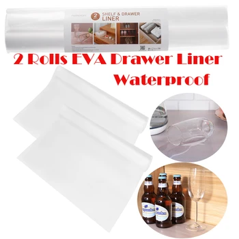 

2 Rolls 450g/M² Shelf Drawer Liner EVA Non-Slip Mat Waterproof Refrigerator Pad Clear Cupboard Mat Pad Table Placemats