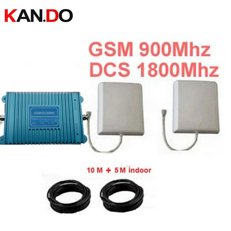 980 модель двухканальный усилитель в комплекте с кабелем и антеннами, GSM 900 МГц+ DCS 1800 МГц усилитель мобильного телефона двухдиапазонный ретранслятор
