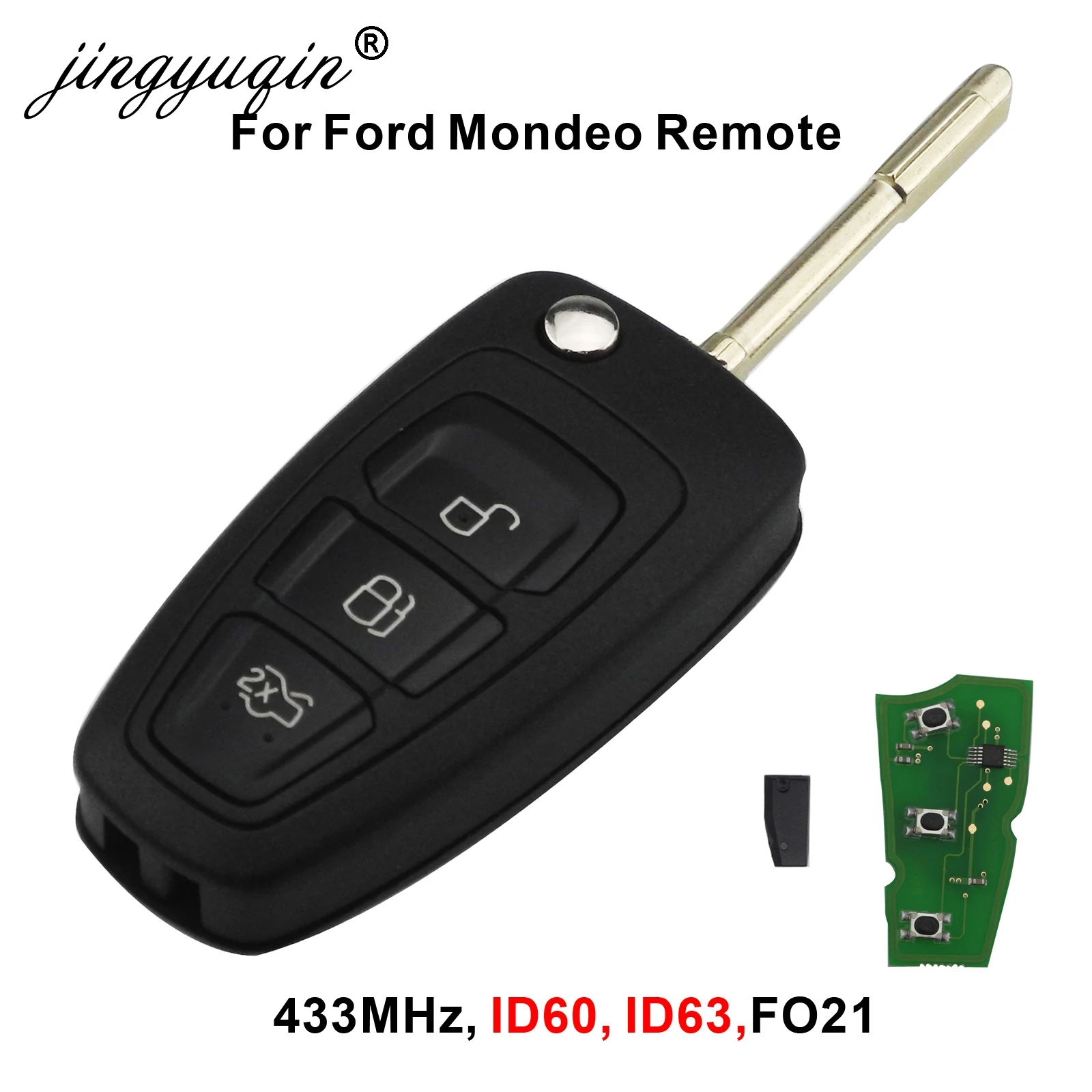 Пульт дистанционного управления jingyuqin 3 кнопки ФОБ чип 4D60 4D63 для Ford Focus Mk1 Mondeo Transit