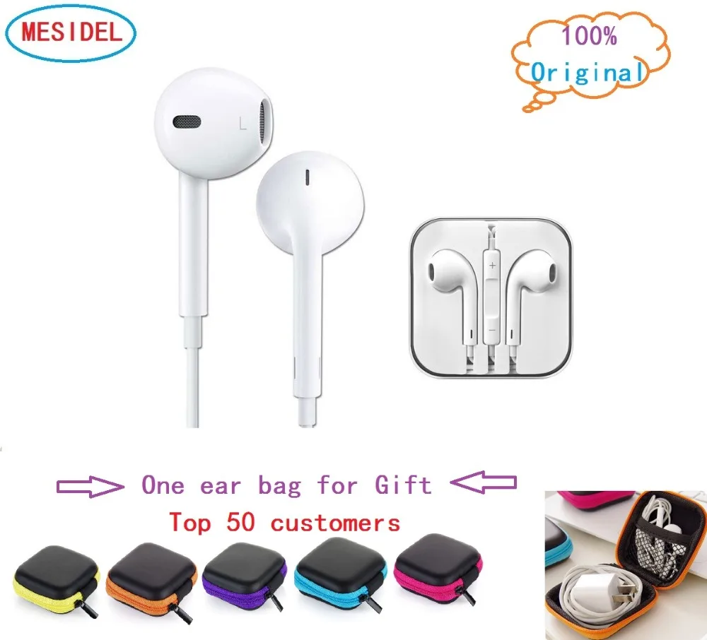 100 Original Genuine earphone for iPhone With Mic And Control earbuds