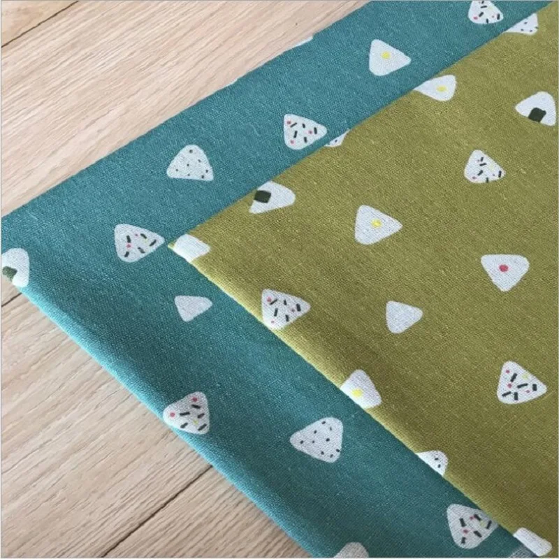 

100x150cm Rice Ball Printed Linen Cotton Fabric Canvas Linen Handmade DIY Sewing Pillowcase Fabric Tablecloth Sofa Cover Fabric