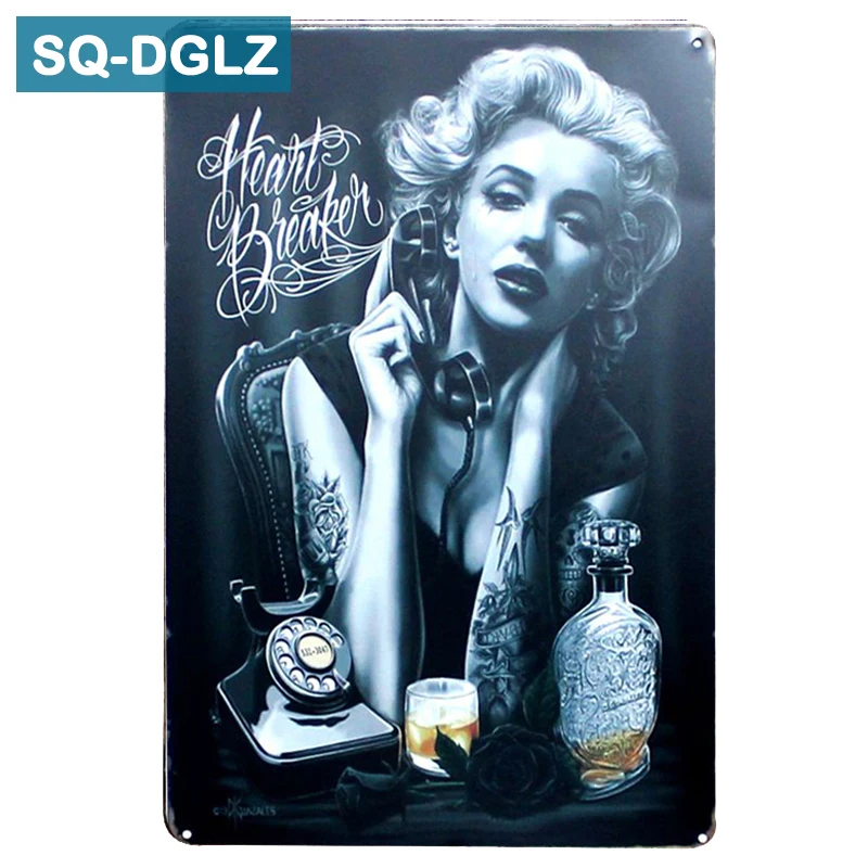 

[SQ-DGLZ]Hot Fascinating Marilyn Monroe Metal Sign Retro Wall Decor Vintage Metal Crafts Home Decor Painting Plaques Art Poster